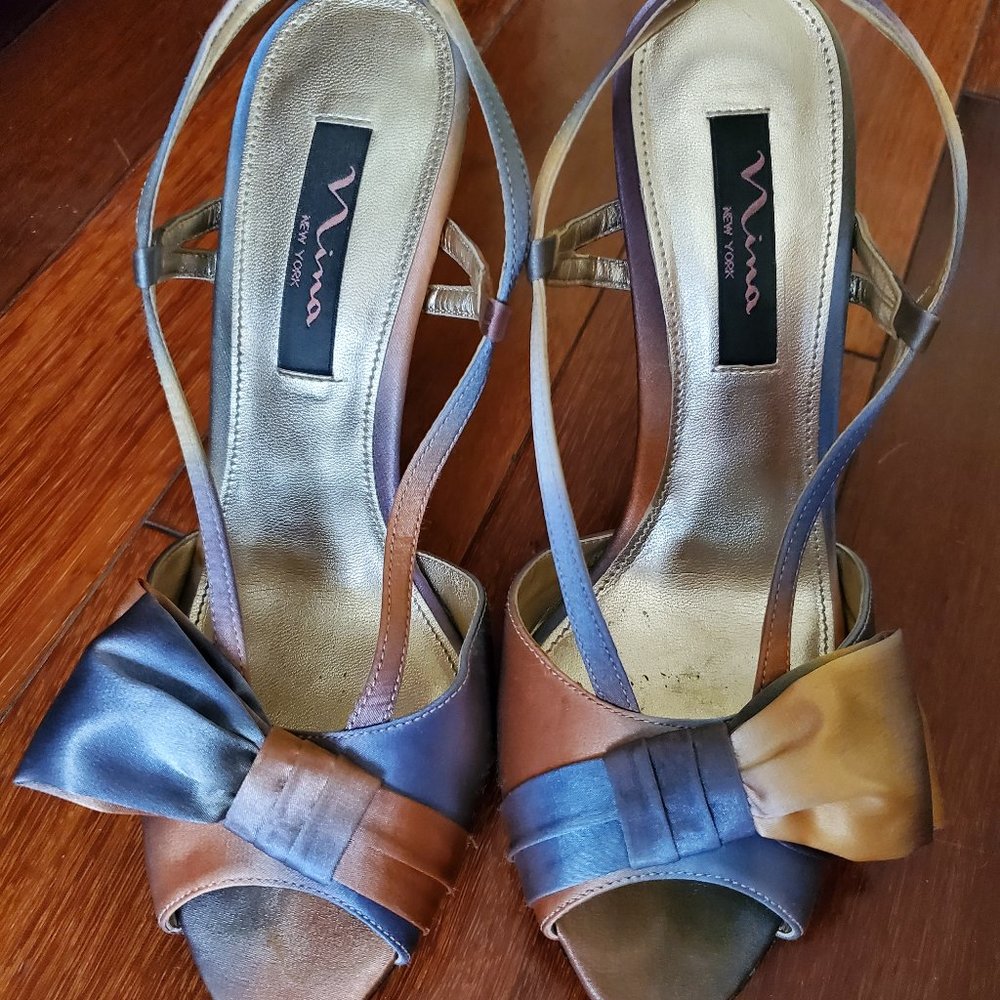 Nina satin slingback heels, size 8.5